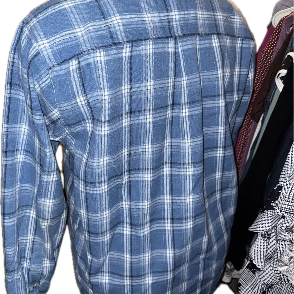 John Blair Blue Plaid Flannel Men's Shirt